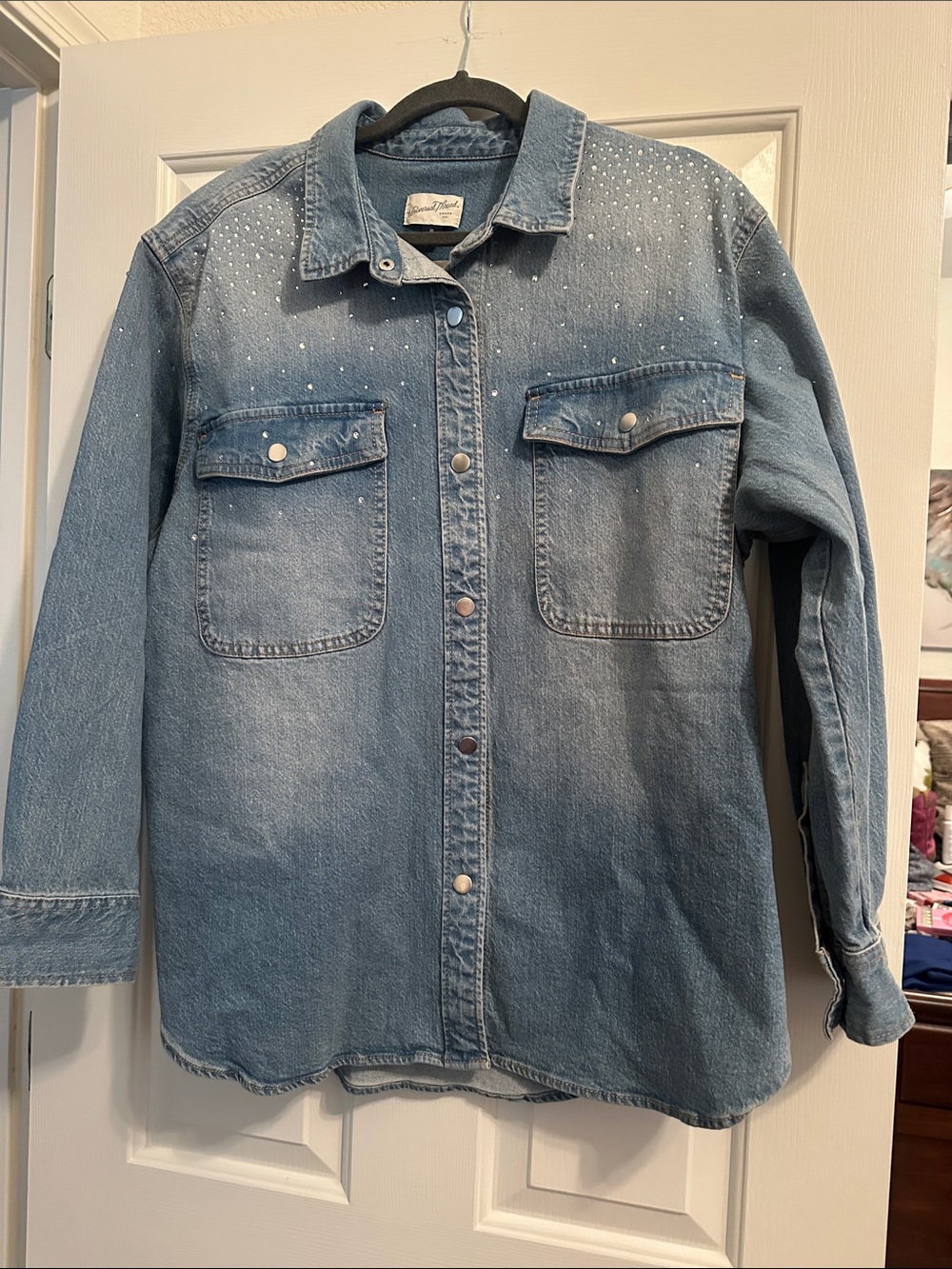 Universal Thread Light Blue Denim Jacket with Subtle Stud Accents